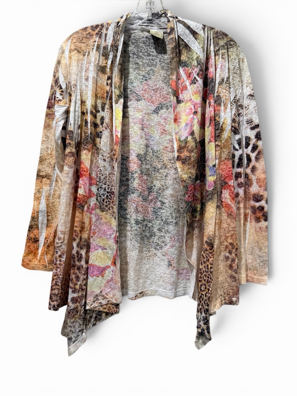 Lightweight Floral Leopard Open-Front Cardigan - Multi
